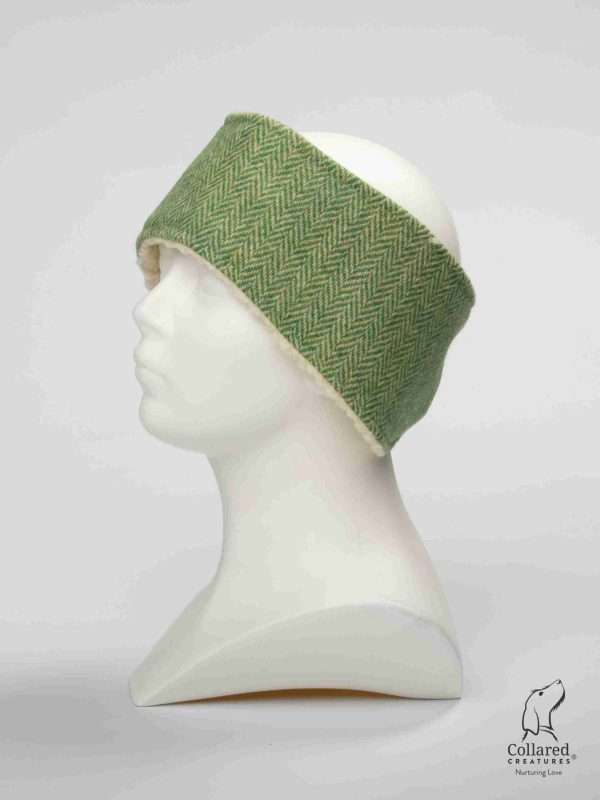 Collared Creatures Green Herringbone Harris Tweed Luxury Ladies Headband