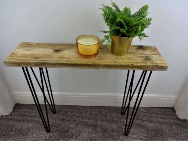 Bruntsfield - Hairpin Side table - Side Table using reclaimed scaffold boards and hairpin legs. Also known as Console/ Accent/ Foyer/ Farmhouse/ End Table - Image 3