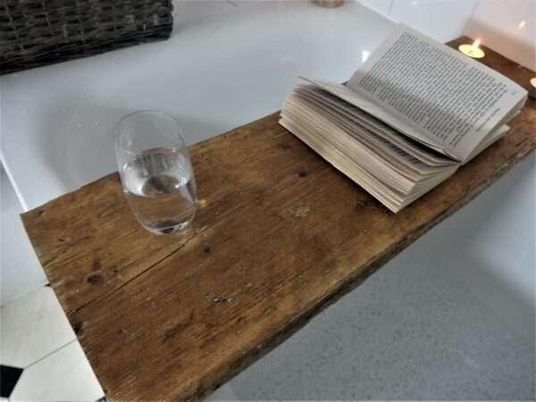 Oakridge Bath Tray - Bath Caddy - Wooden Bath Shelf - Bath Board - Scaffold Board tray with wine holder - Image 4