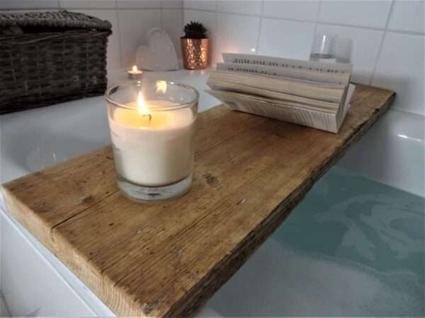 Oakridge Bath Tray - Bath Caddy - Wooden Bath Shelf - Bath Board - Scaffold Board tray with wine holder - Image 8