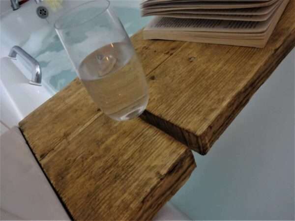 Oakridge Bath Tray - Bath Caddy - Wooden Bath Shelf - Bath Board - Scaffold Board tray with wine holder - Image 9