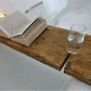 Oakridge Bath Tray - Bath Caddy - Wooden Bath Shelf - Bath Board - Scaffold Board tray with wine holder