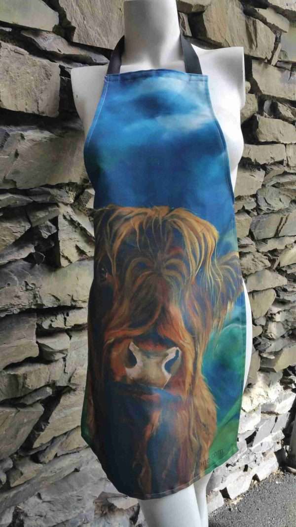 Over the hills highland cow apron