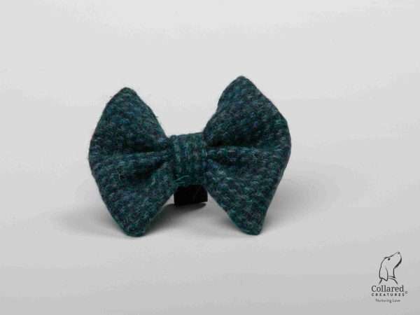 Collared Creatures Teal with a Touch of Blue Harris Tweed Luxury Dog Bowtie