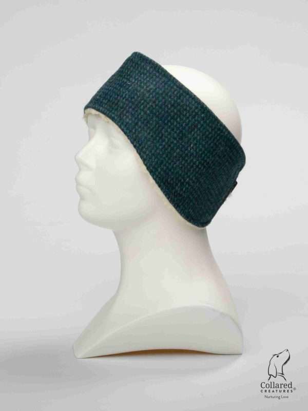 Collared Creatures Teal with a Touch of Blue Harris Tweed Luxury Ladies Headband
