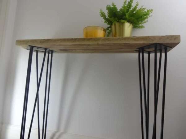 Bruntsfield - Hairpin Side table - Side Table using reclaimed scaffold boards and hairpin legs. Also known as Console/ Accent/ Foyer/ Farmhouse/ End Table - Image 16