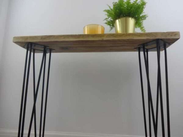 Bruntsfield - Hairpin Side table - Side Table using reclaimed scaffold boards and hairpin legs. Also known as Console/ Accent/ Foyer/ Farmhouse/ End Table - Image 17