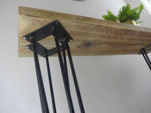 Bruntsfield - Hairpin Side table - Side Table using reclaimed scaffold boards and hairpin legs. Also known as Console/ Accent/ Foyer/ Farmhouse/ End Table - Image 18