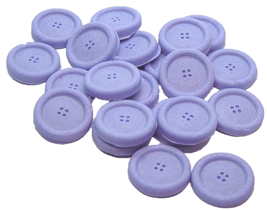 18 Purple buttons Are you wanting to button up your cupcakes? Then these 18 edible button cupcake toppers, cake decorations would do the trick. These are Idea for baby shower and birthdays as well as other celebrations. Available in a range of colours including pink, blue, purple, yellow, white and green. If you would prefer another colour please ask. There are also other sizes in same colours within our other listings. Approx size: 2cm x 2cm