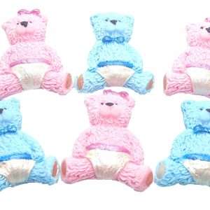 6 Teddies Boy-Girls Edible Baby Shower Toppers
