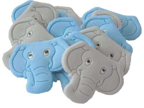 Inked12 Blue Grey Elephants jpeg LI Are you looking for something cute to add to your baby shower cupcakes or for a 1st birthday? Then you are sure to be happy with these lovely elephants faces. They come in three colours and are sure to please your party guests. Set of 12 elephants cupcake cake toppers. Approx Size: 4cm- 3.5 cm