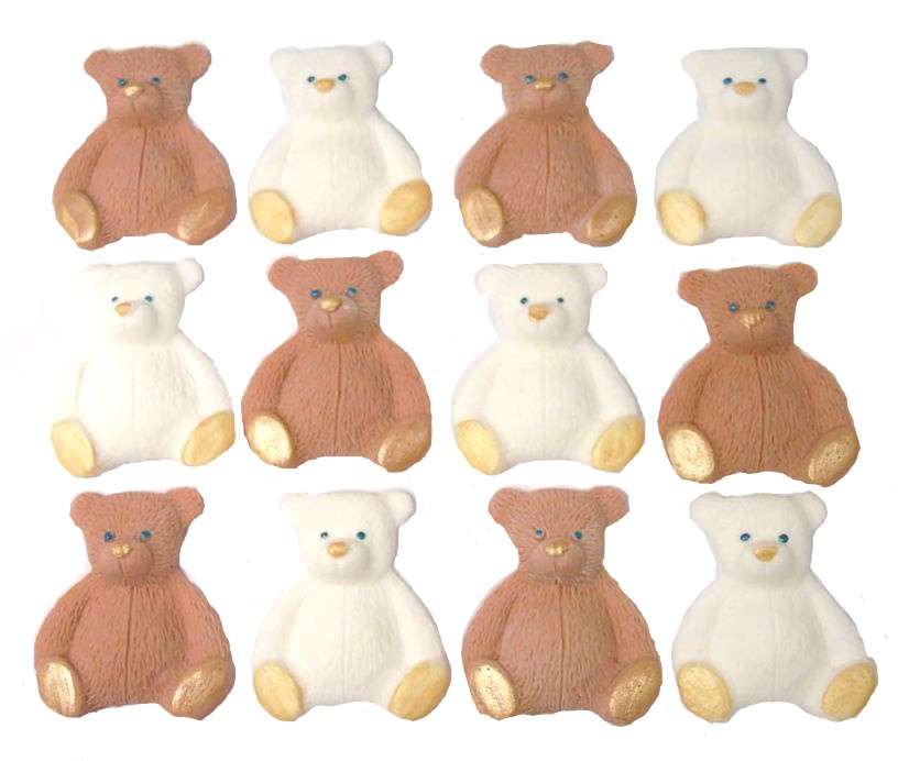 Inked12 N BROWN WHITE TEDDYS LI Here we have a lovely selection of coloured teddies to choose from that are easy to apply and will go down a treat with everyone. Great for a Baby shower, birthday or even a christening Approx Size: 4 cm - 3 cm Also available in single colours