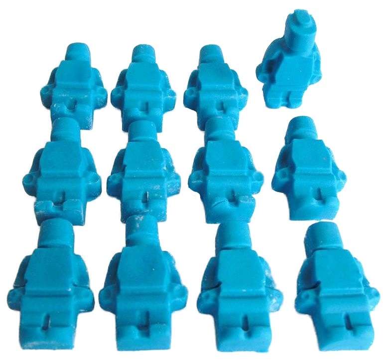Inked12 blue lego men JPEG LI Does your child love to play with bricks? Spending hours building forts and using its men to fight imaginary battles or simply saving others? Then these edible-coloured brick men will be a great addition to any cupcake toppers or cake decorations you make and are sure to be a great hit with everyone. 12 Brick Men Edible Boy Girls Birthday Cake Toppers will look great on any child's birthday cakes or cupcakes. Approx Size: 4 cm