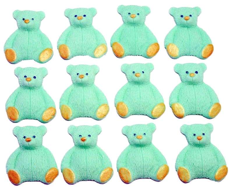 Inked12 n green teddy Jpeg LI Here we have a lovely selection of coloured teddies to choose from that are easy to apply and will go down a treat with everyone. Great for a Baby shower, birthday or even a christening Approx Size: 4 cm - 3 cm Also available in mixed sets
