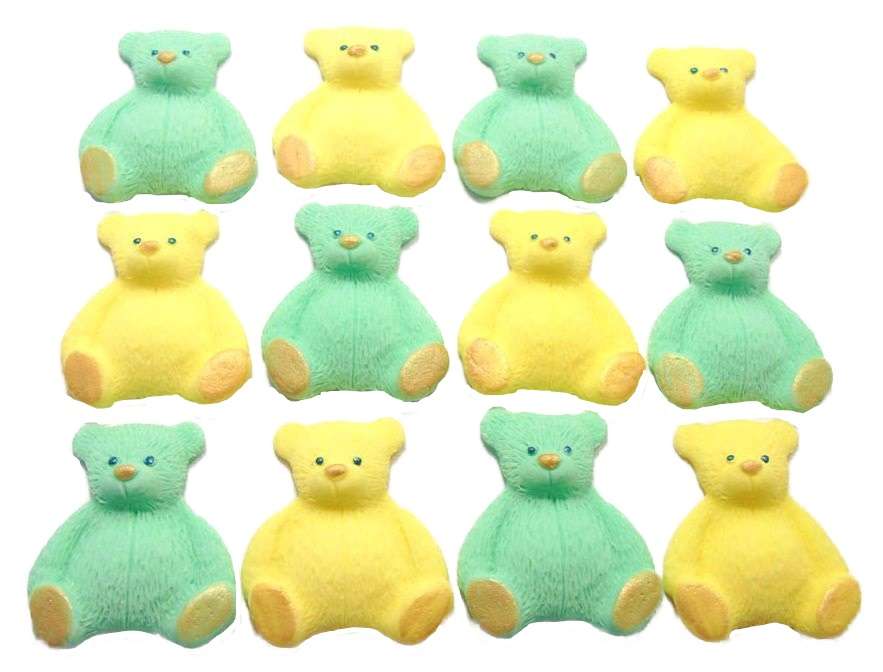 Inked12 n green yellow teddys1jpeg LI Here we have a lovely selection of coloured teddies to choose from that are easy to apply and will go down a treat with everyone. Great for a Baby shower, birthday or even a christening Approx Size: 4 cm - 3 cm Also available in single colours