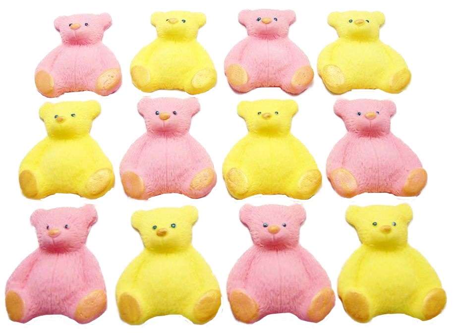 Inked12 n pink yellow teddysjpeg LI Here we have a lovely selection of coloured teddies to choose from that are easy to apply and will go down a treat with everyone. Great for a Baby shower, birthday or even a christening Approx Size: 4 cm - 3 cm Also available in single colours