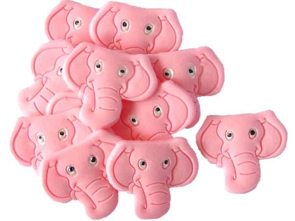 Inked12 pink elephants jpeg LI 1 Are you looking for something cute to add to your baby shower cupcakes or for a 1st birthday? Then you are sure to be happy with these lovely elephants faces. They come in three colours and are sure to please your party guests. Set of 12 elephants cupcake cake toppers. Approx Size: 4cm- 3.5 cm