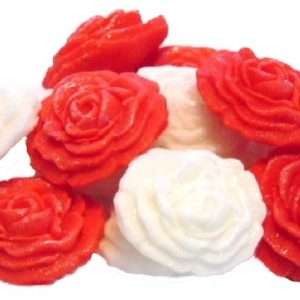 12 Glittered Mix Coloured Roses Cake Toppers