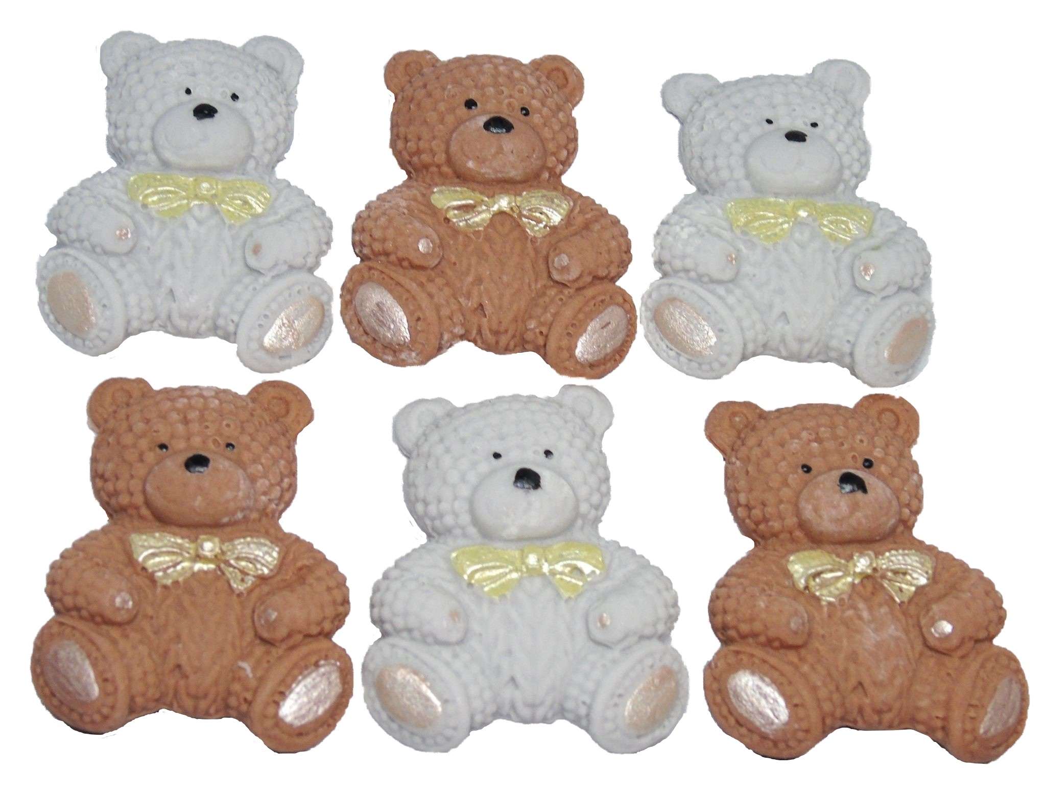 Inked6 Grey brown Teddysjpeg LI These  cute, knitted effect teddies will look great on your cupcakes and are sure to be a big hit with everyone and will look great on any Baby Shower, Birthday, or christening Cake or cupcakes. Available in either Grey Cream or Brown Approx Size: 4cm-3.5cm