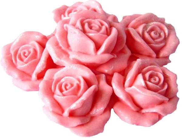 Inked6 Pink lge rosesjpeg LI So, there is a wedding cake to decorate or perhaps some birthday cupcakes that need a bit of glitter? These lovely large, coloured roses will create that big hit you are looking for. 6 Large Edible Rose Flower available in a great range of colours to choose from • Approx Size: 4cm to 3cm depth 2cm