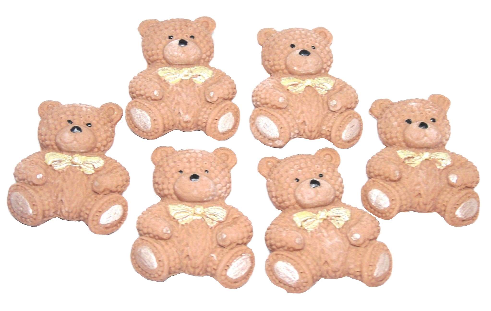 Inked6 brown Teddysjpeg LI These  cute, knitted effect teddies will look great on your cupcakes and are sure to be a big hit with everyone and will look great on any Baby Shower, Birthday, or christening Cake or cupcakes. Available in either Grey Cream or Brown Approx Size: 4cm-3.5cm
