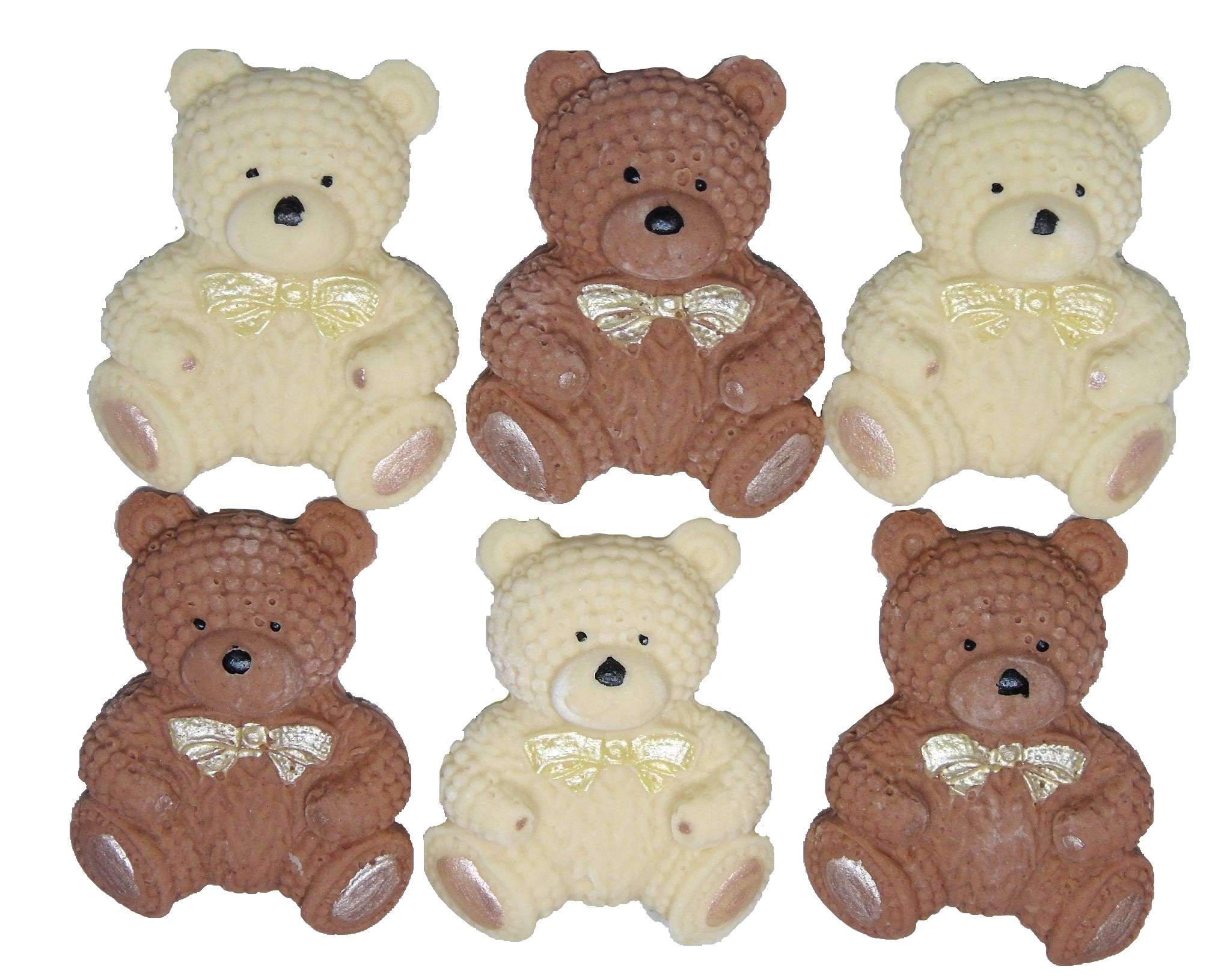 Inked6 cream brown teddysjpeg LI These  cute, knitted effect teddies will look great on your cupcakes and are sure to be a big hit with everyone and will look great on any Baby Shower, Birthday, or christening Cake or cupcakes. Available in either Grey Cream or Brown Approx Size: 4cm-3.5cm