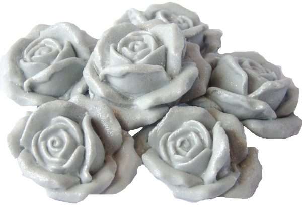 Inked6 silver lge rosesjpeg LI So, there is a wedding cake to decorate or perhaps some birthday cupcakes that need a bit of glitter? These lovely large, coloured roses will create that big hit you are looking for. 6 Large Edible Rose Flower available in a great range of colours to choose from • Approx Size: 4cm to 3cm depth 2cm