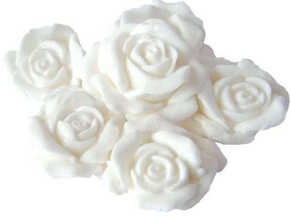 Inked6 white lge rosesjpeg LI So, there is a wedding cake to decorate or perhaps some birthday cupcakes that need a bit of glitter? These lovely large, coloured roses will create that big hit you are looking for. 6 Large Edible Rose Flower available in a great range of colours to choose from • Approx Size: 4cm to 3cm depth 2cm