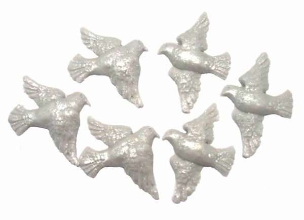 6 - 3 Pairs Edible Doves Cupcake Cake Toppers