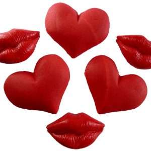 Large Red Hearts N Kisses Cupcake Toppers