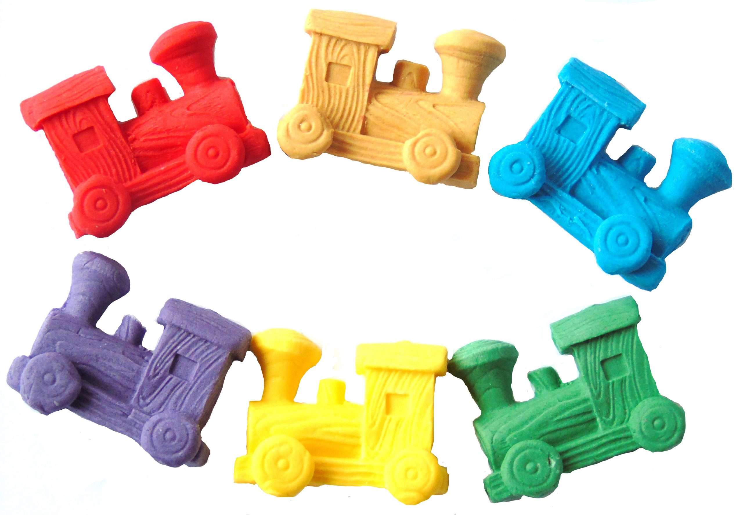 Inked620trains201 LI scaled Our chunkiest train cake toppers are ideal for the train enthusiast in the family, for a birthday or even a baby shower. They are always a big hit. They come in a mix of red, blue, yellow, green, brown and Beige. A colourful array of novelty edible trains. Ideal for use as cupcake toppers or cake decorations and are suitable for birthdays as well as baby showers. Approx Size: 4.5cm to 4cm