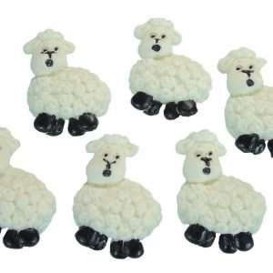 6 Edible White Sheep Cake Cupcake Toppers