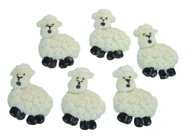6 Edible White Sheep Cake Cupcake Toppers