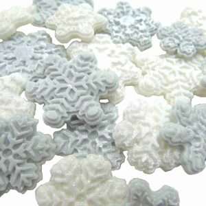 Edible Glittered Snowflakes Cake Toppers