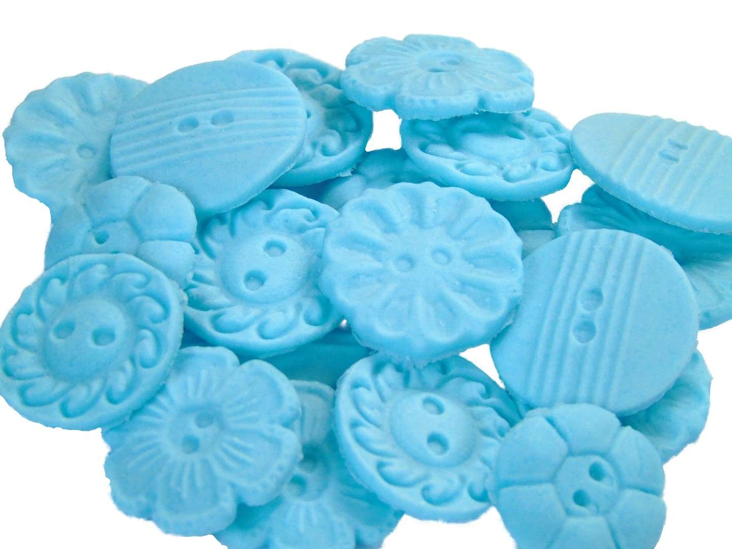 Inkedbuttons blue LI If you’re looking for colourful edible buttons to decorate your cupcakes and cakes then these are ideal for all your special occasions. Offering a choice of many single and mixed colours that are sure to please. Note: we also have a selection of square and heart shaped buttons for those who would like to have a mix of each. 18 Edible Coloured Buttons packed in a variety of shapes. These cupcake toppers are ideal decorations for a birthday, baby shower or any other celebration. · Approx Size: 2 cm wide