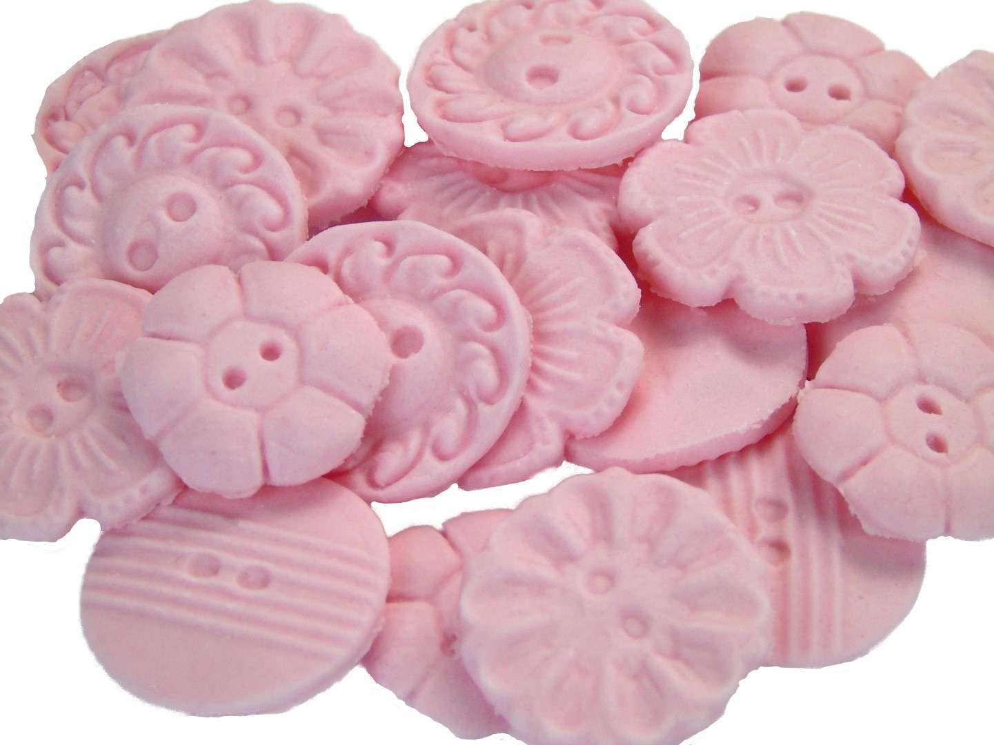 Inkedbuttons pink LI If you’re looking for colourful edible buttons to decorate your cupcakes and cakes then these are ideal for all your special occasions. Offering a choice of many single and mixed colours that are sure to please. Note: we also have a selection of square and heart shaped buttons for those who would like to have a mix of each. 18 Edible Coloured Buttons packed in a variety of shapes. These cupcake toppers are ideal decorations for a birthday, baby shower or any other celebration. · Approx Size: 2 cm wide