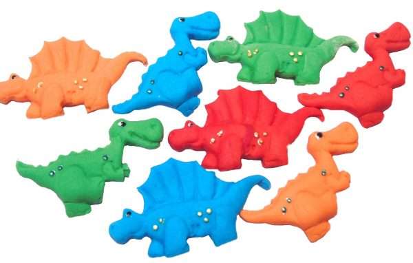 Every child falls in love with dinosaurs at some time. These edible colourful dinosaurs are ideal to decorate a birthday celebration cake or to use as individual cupcake toppers. 12 mixed novelty dinosaur’s cupcake toppers. Great as Birthday cupcake topper decorations Approx Size: 6cm X 3.5cm and 6cm X 3cm