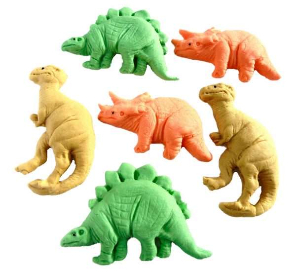 Inkedlarge20dinos20jpeg LI Wanting some large dinosaurs to display on your birthday cake? then these are just the ticket. These will bring a smile to every child face. 6 Large mixed novelty dinosaurs Great as Birthday cake Decorations Approx Size: 8x5cm, 7x6cm, 7.5x4cm