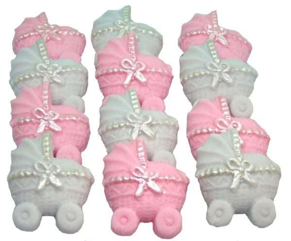 12 Silver Effect Baby Prams Baby Shower Cupcake Cake Toppers - Image 2