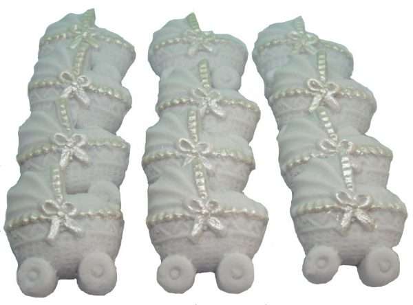 12 Silver Effect Baby Prams Baby Shower Cupcake Cake Toppers - Image 3