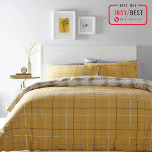 Portfolio Home Skye Ochre Reversible Check Duvet Set Cover