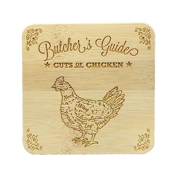 Butchers guide coasters - 100x100mm bamboo coasters - Image 15