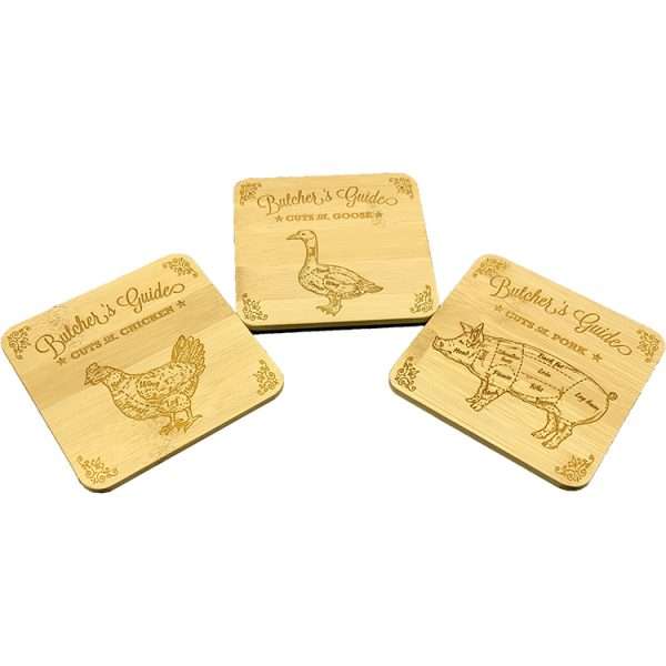 Butchers guide coasters - 100x100mm bamboo coasters - Image 13