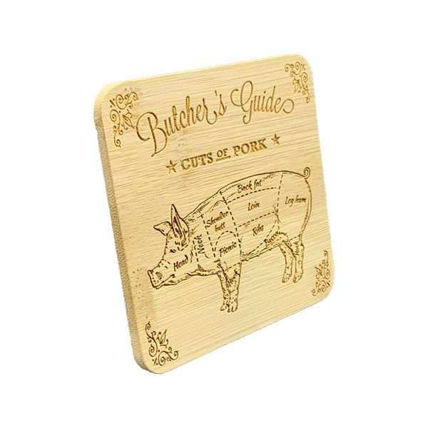 Butchers guide coasters - 100x100mm bamboo coasters - Image 9