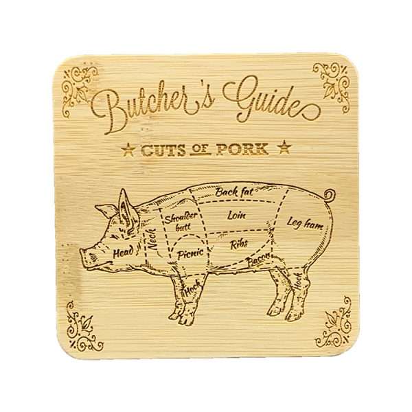 Butchers guide coasters - 100x100mm bamboo coasters - Image 8