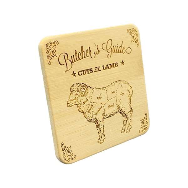 Butchers guide coasters - 100x100mm bamboo coasters - Image 5