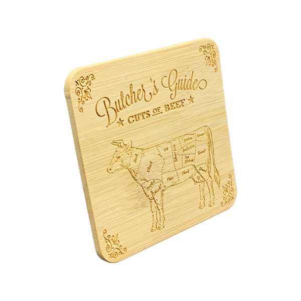 Butchers guide coasters - 100x100mm bamboo coasters - Image 3