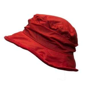 DIANA RED2 300x300 1 Internal Lining is 100% Cotton lining, and an inner trim band for extra comfort. Outer Shell is made from 100% waxed cotton, making this hat waterproof. This traditional waxed cap has a corduroy trim around the ruffle style brim of the hat. Produced to the highest standards by a manufacturer of top qulaity countrywear and derby clothing