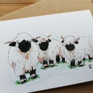'Valais Blacknose Sheep' Greeting Card