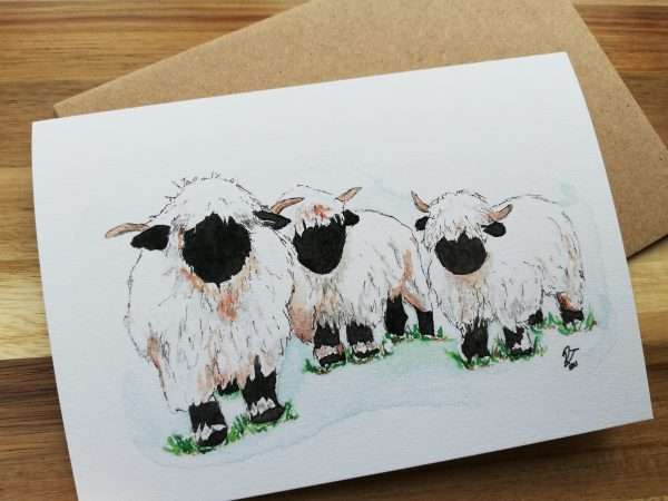 'Valais Blacknose Sheep' Greeting Card